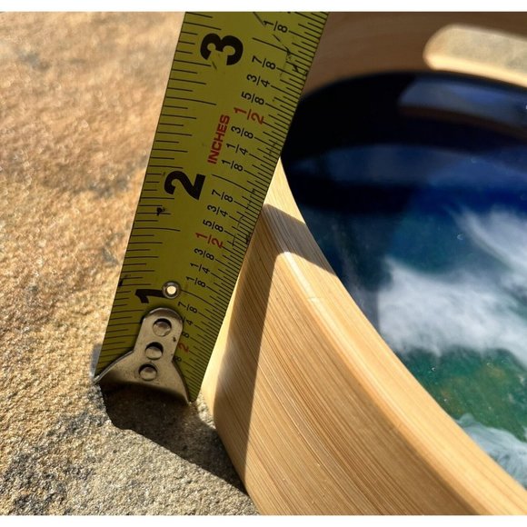 Ocean Resin Art in 10” Bamboo tray, Original Art - Picture 8 of 10